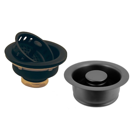 Westbrass Post Style Large Kitchen Basket Strainer W/ InSinkErator Style Disposal Flange & Stopper in Powderco D2165-62